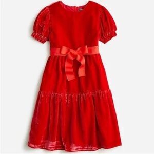 Jcrew girls puff sleeve velvet dress